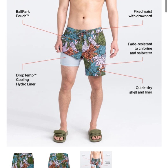 Saxx Men's Betawave 2N1 Board shorts size 36 - Picture 6 of 6